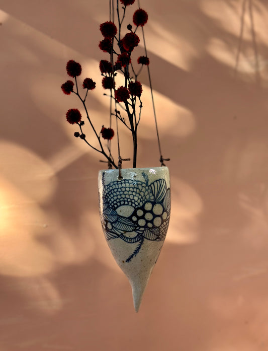 Hand painted ceramic hanging pod