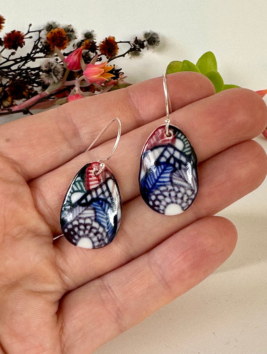 Hand Painted Porcelain ‘Seafoam’ Earrings