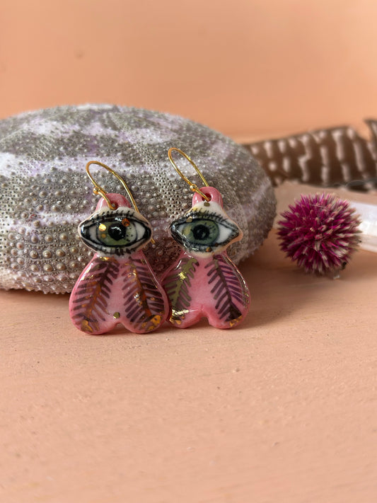 ‘The Protective Eye’ Porcelain Earrings With Platinum Detail