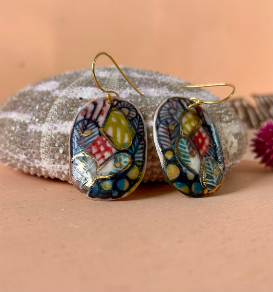 Porcelain hand painted earrings