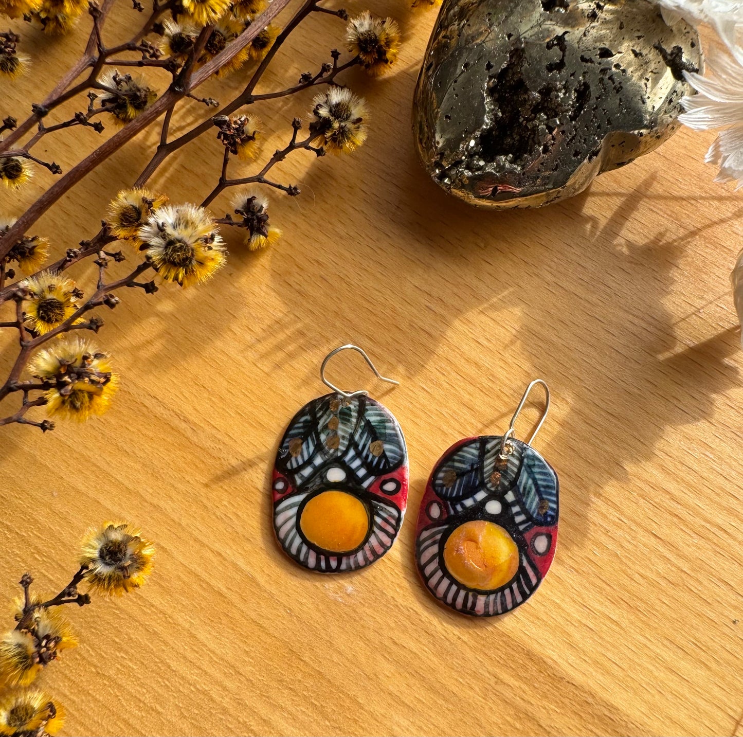 Colourful Hand Painted Porcelain Earrings