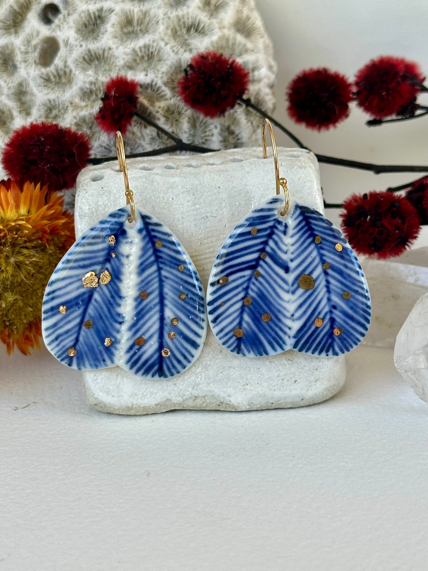 Hand Painted Porcelain ‘Wings’ Earrings