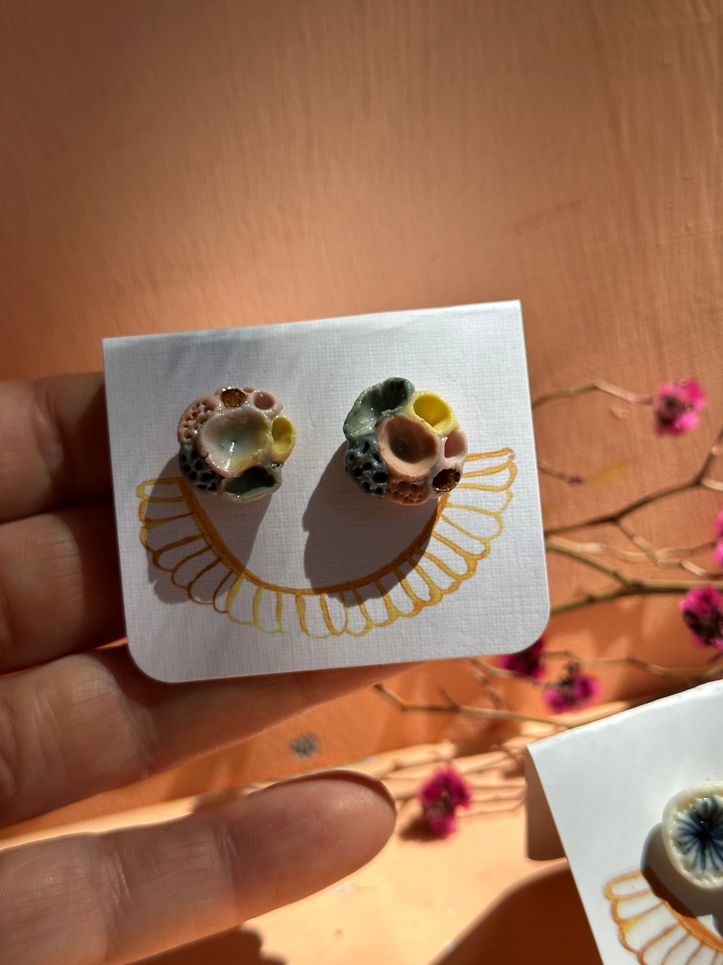 Hand made porcelain studs, choose a pair