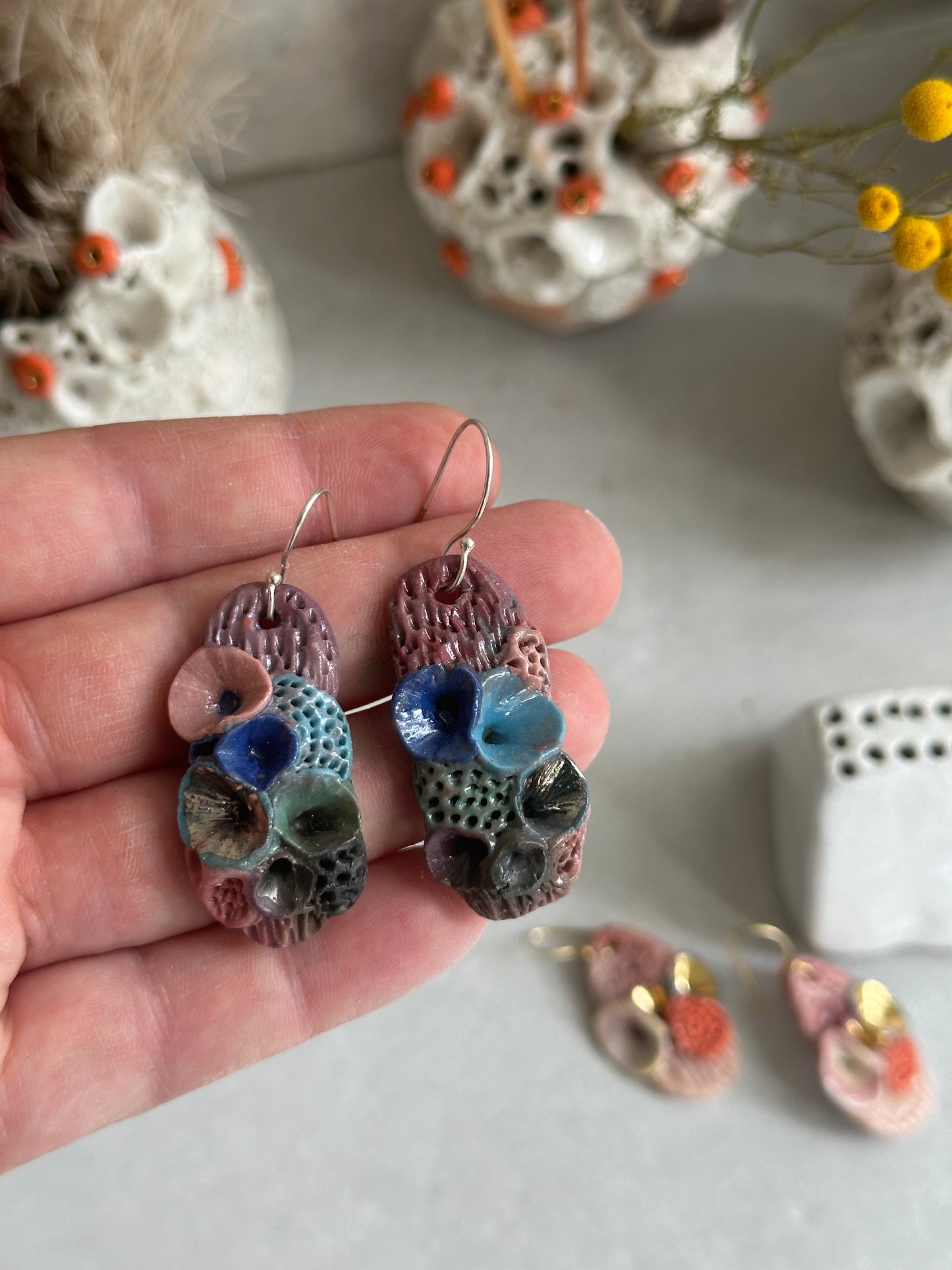 Hand made porcelain ‘rock coral’ Earrings