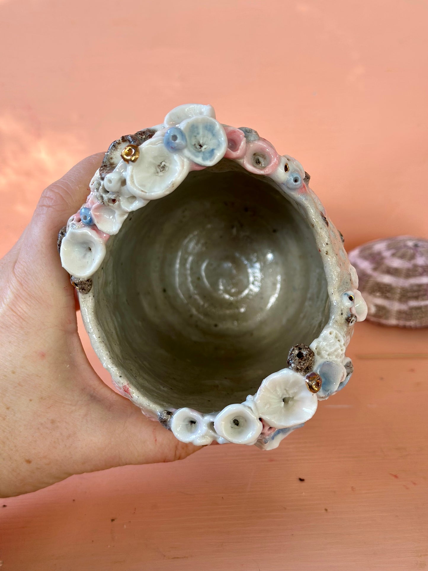 Hand Detailed Large Coral Porcelain Vase