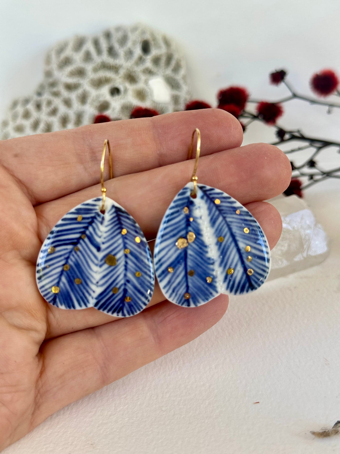 Hand Painted Porcelain ‘Wings’ Earrings