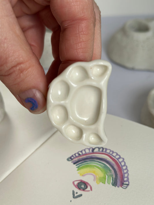Large Crescent Paint Palette Porcelain Ring #5