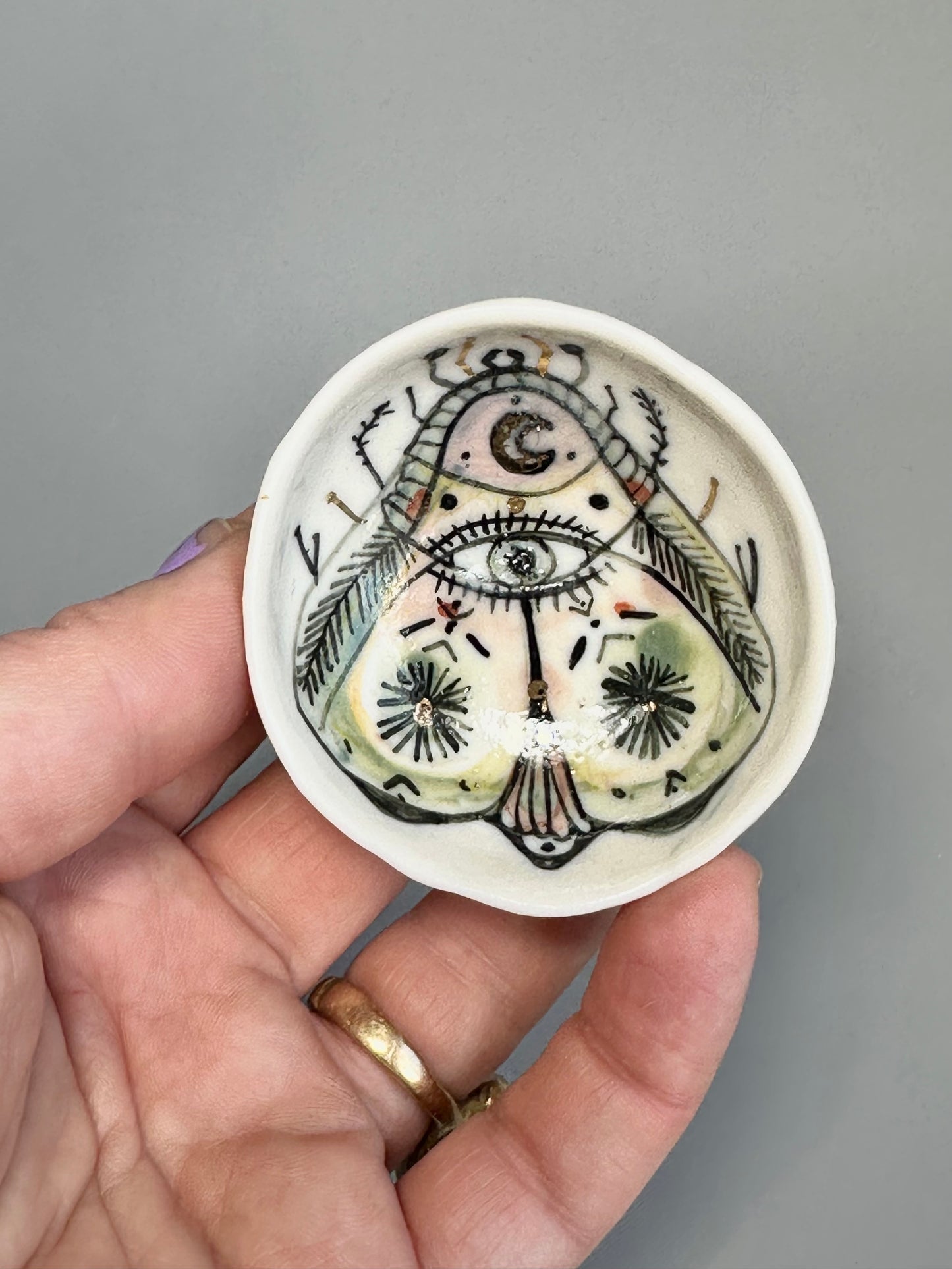Hand Painted ‘moth ’ Trinket / salt Dish