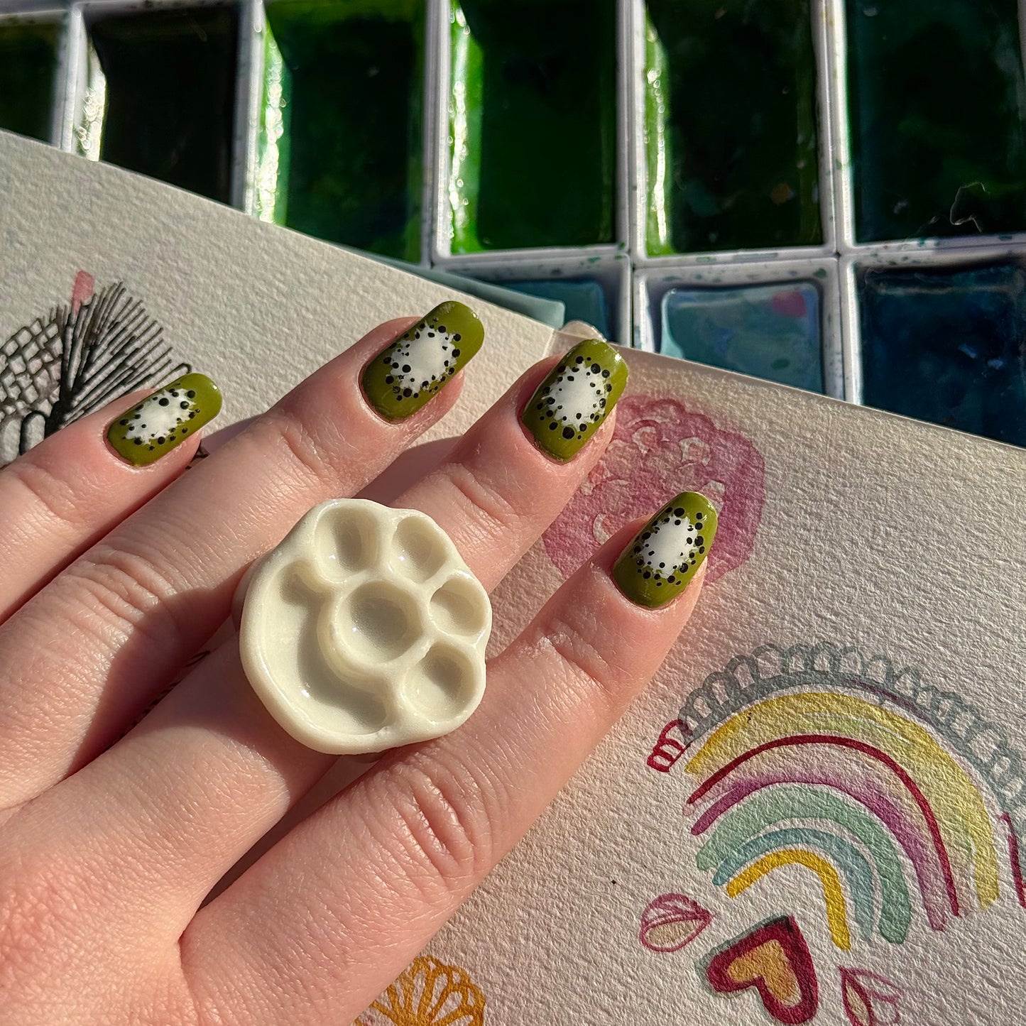 Circular Paint Palette Porcelain Ring size O