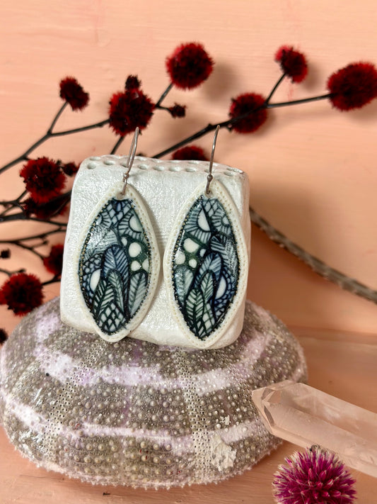 Hand Painted ‘seafoam’ Porcelain Earrings