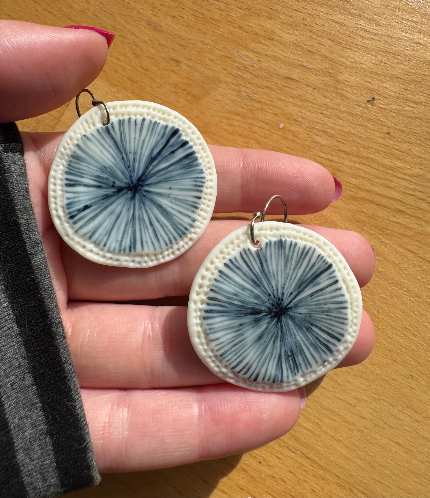 Indigo Designed Porcelain Earrings