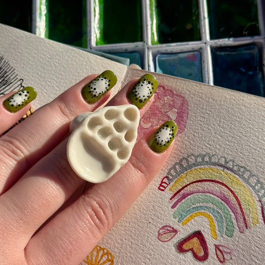 Tear Drop Paint Palette Porcelain Ring size I