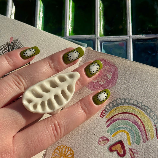 Feather Paint Palette Porcelain Ring size N
