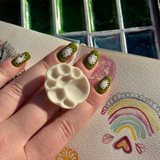 Circular Paint Palette Porcelain Ring size J
