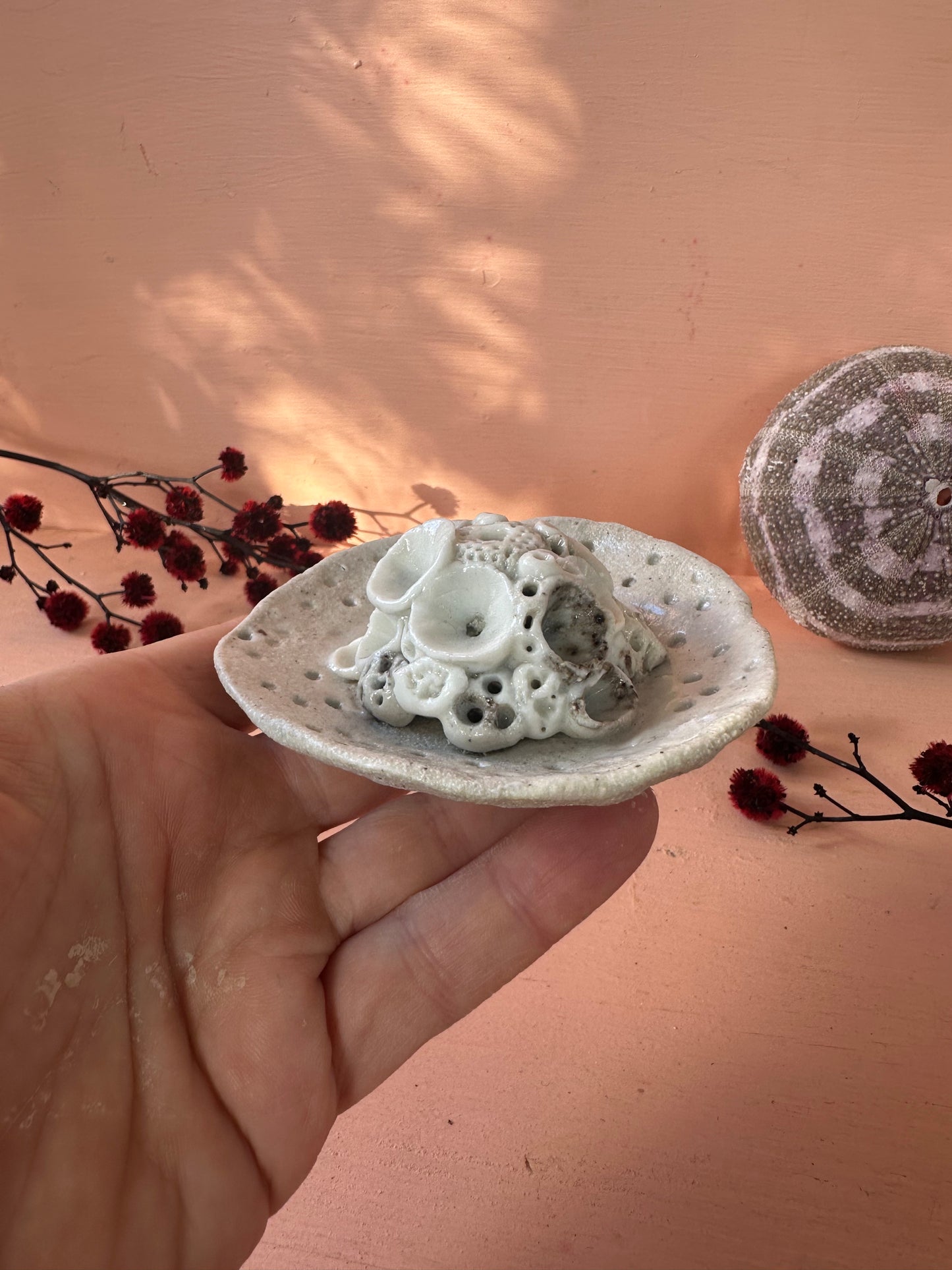 ‘Coral’ incense / flower holder