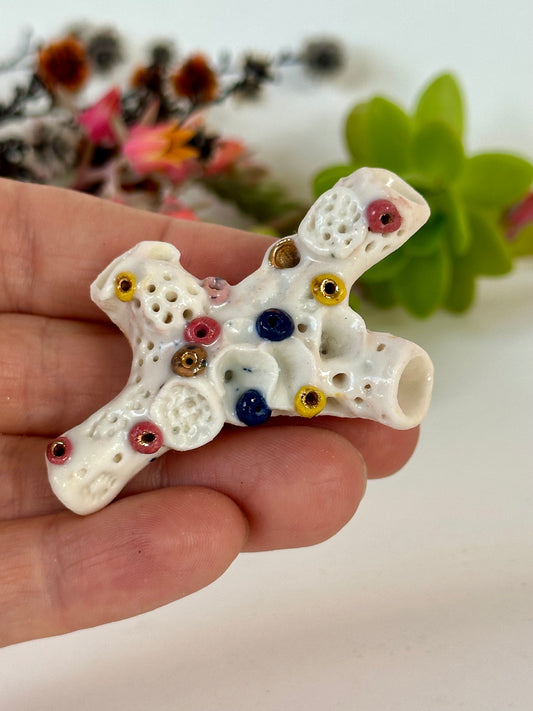 ‘Coral’ Hand Textured Porcelain Brooch