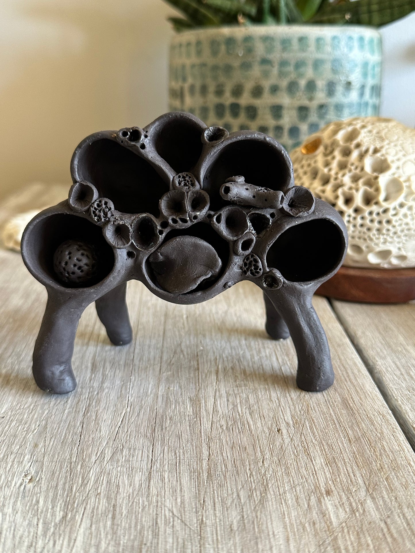 Treasure shelf in black clay for Elana