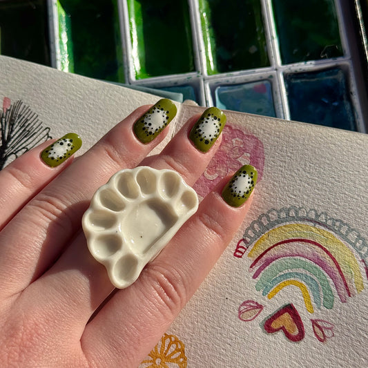 Crescent Paint Palette Porcelain Ring size K