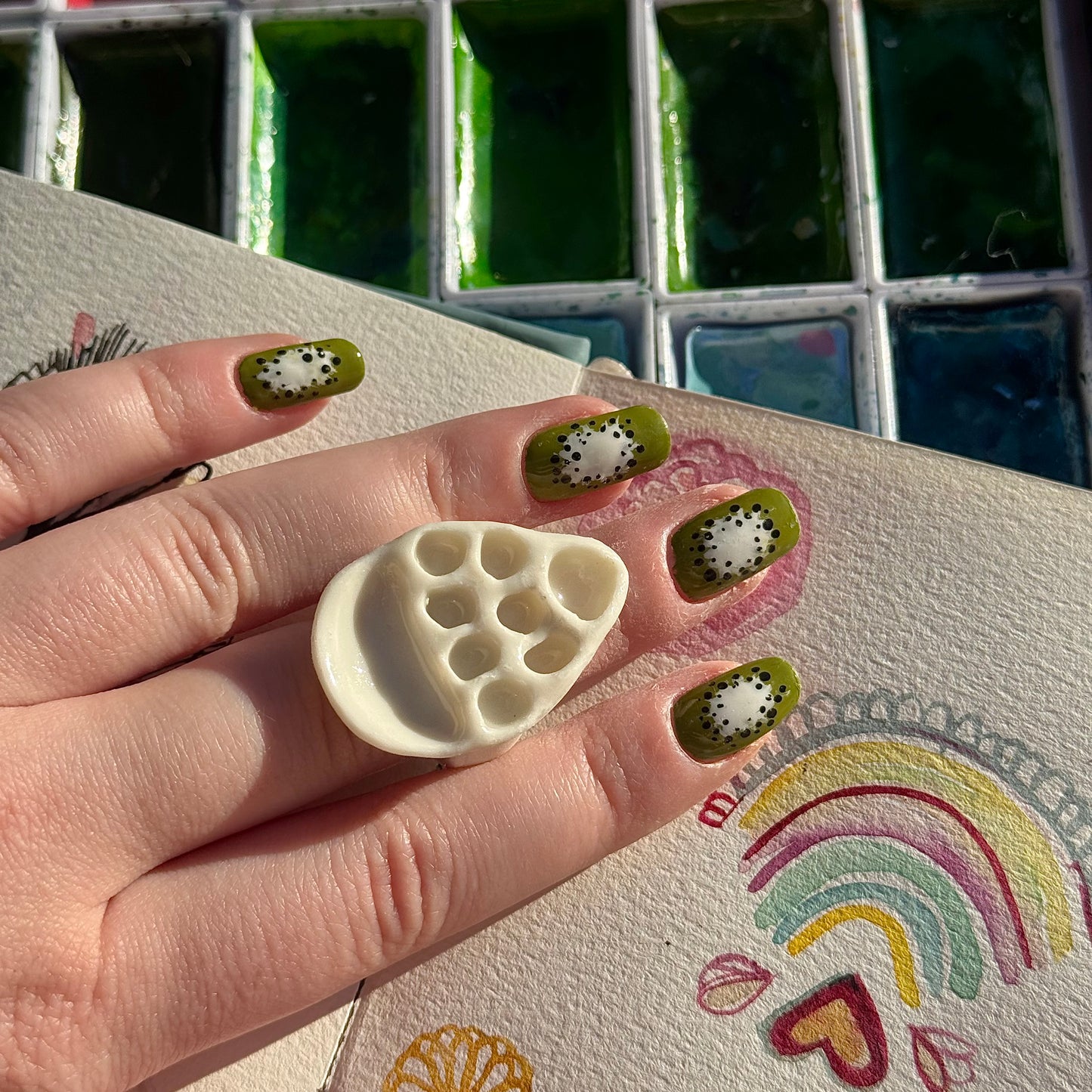 Tear Drop Paint Palette Porcelain Ring size L
