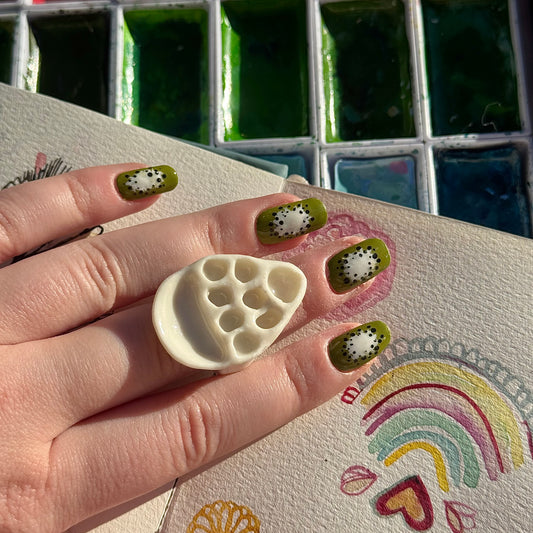 Tear Drop Paint Palette Porcelain Ring size L