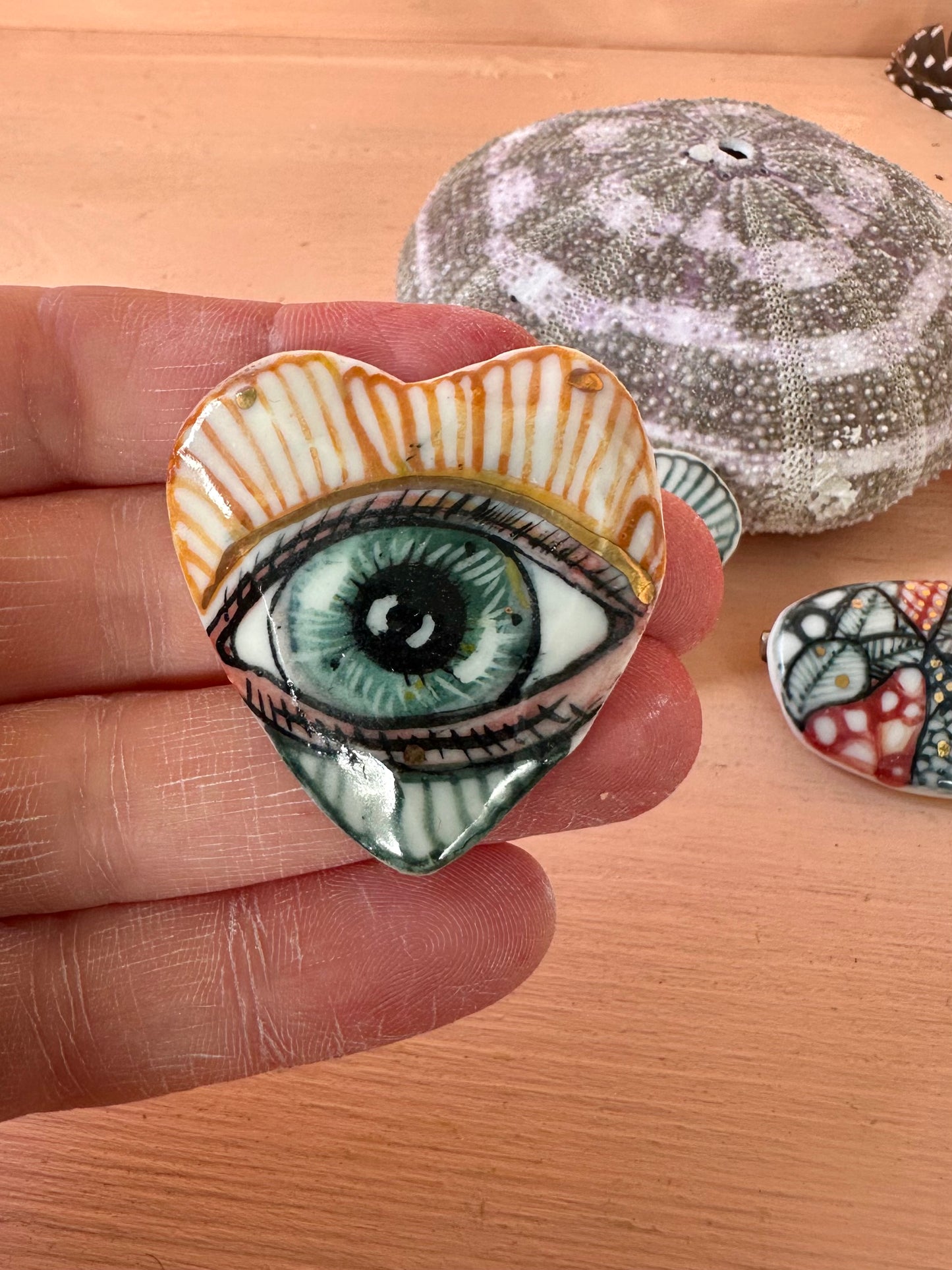 handpainted porcelain/ ceramic brooch, choose one