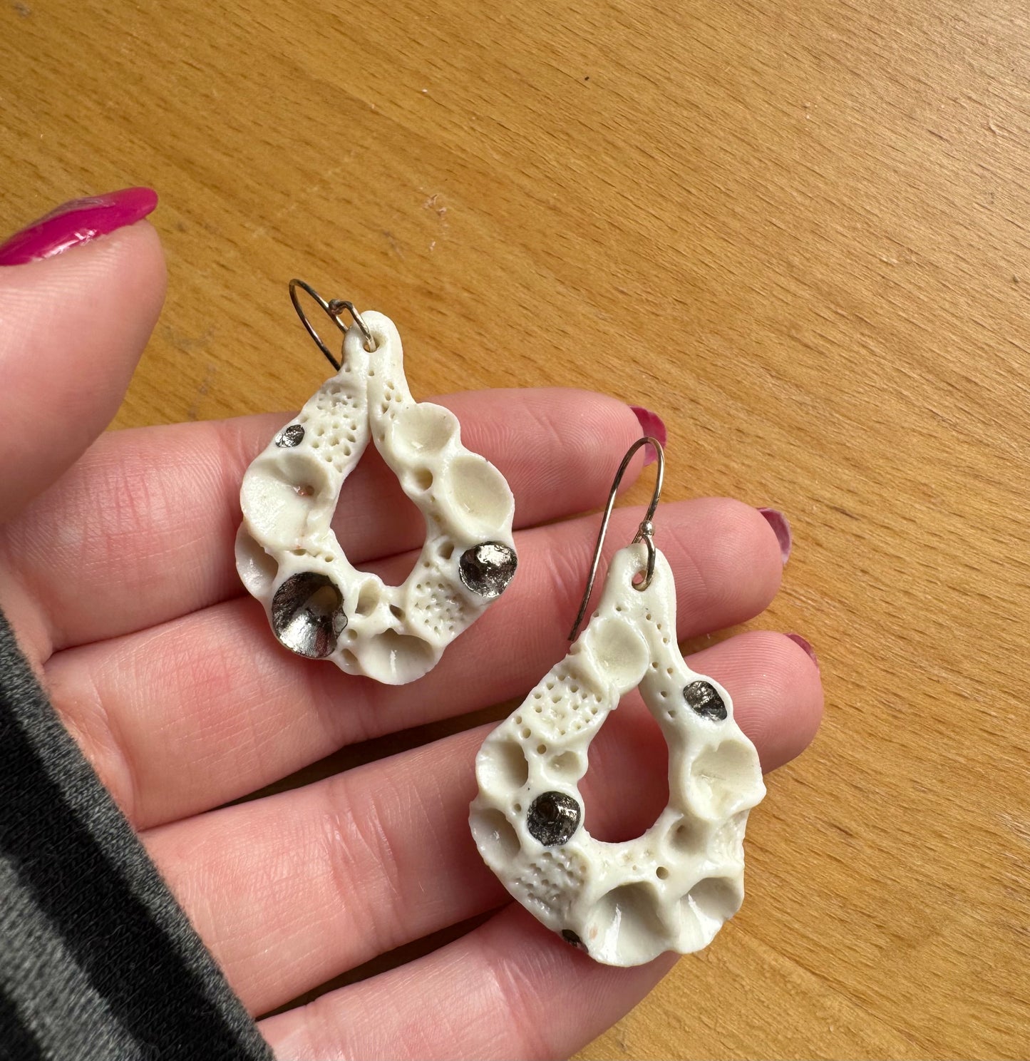 ‘Rock Coral’ White Porcelain Earrings