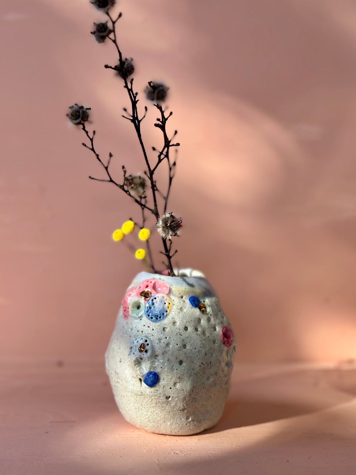 Hand Detailed Coral Porcelain Vase