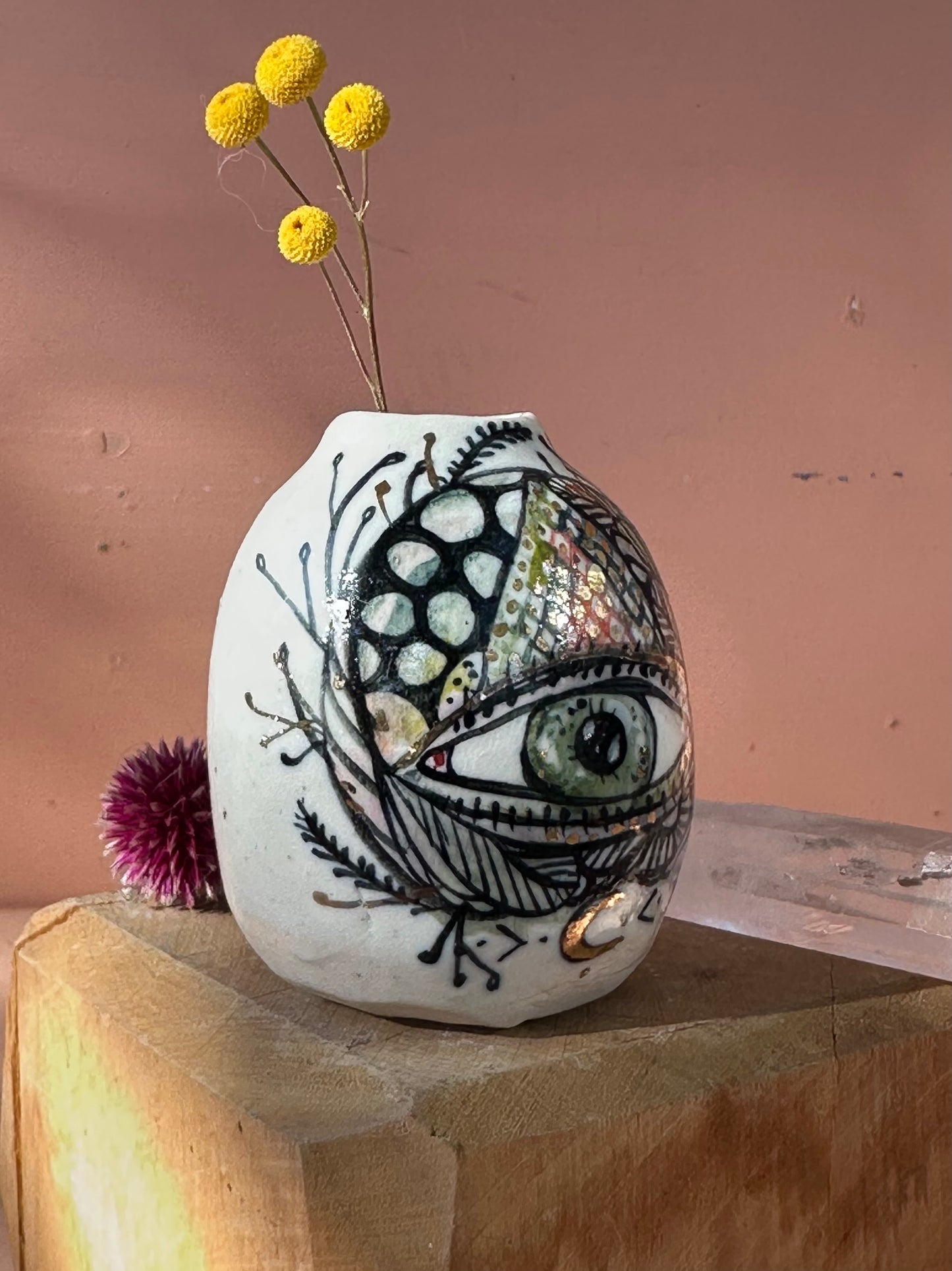 ‘Hand painted ‘the protective eye’ small vase