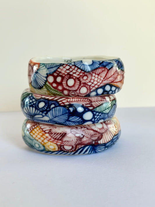 One hand painted  ‘Seafoam’ porcelain bangle