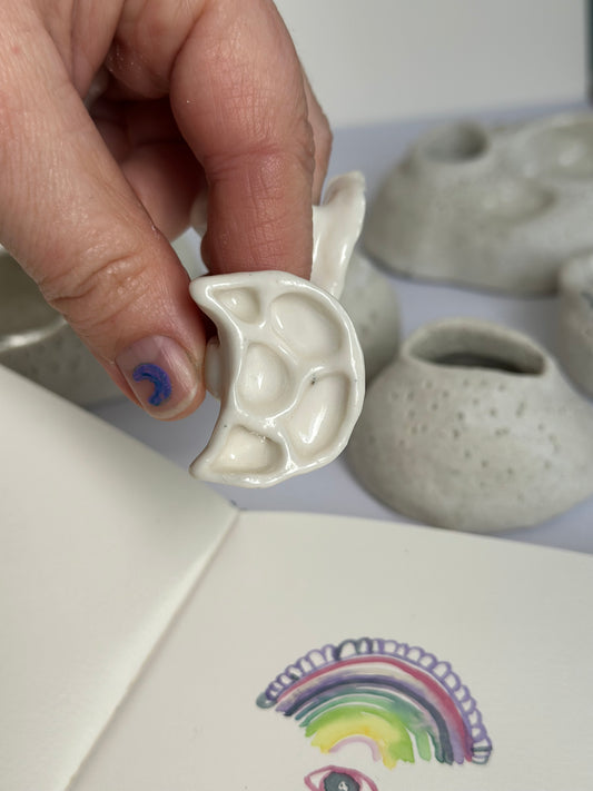 Crescent Paint Palette Porcelain Ring #3