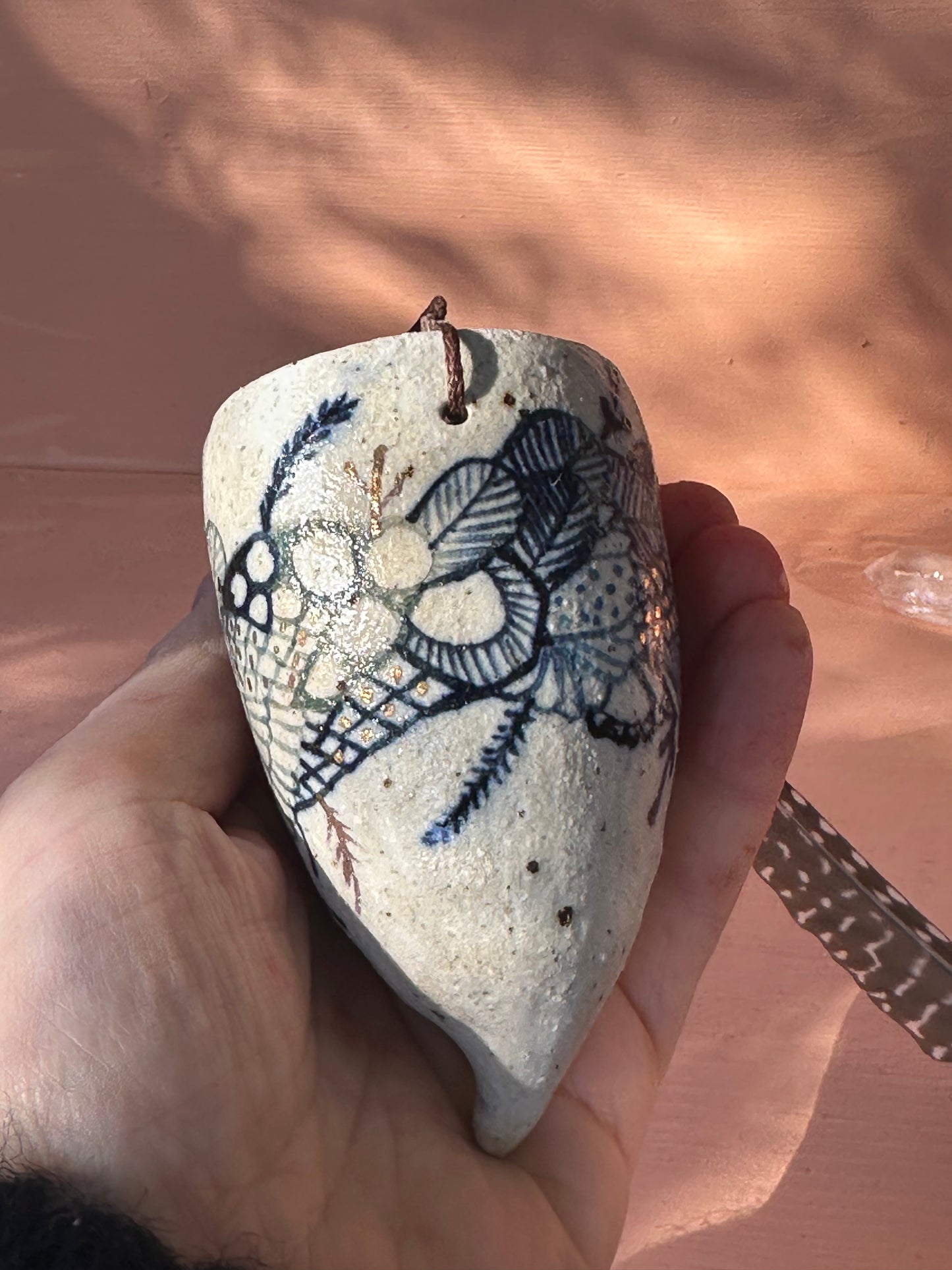 Hand painted ceramic hanging pod