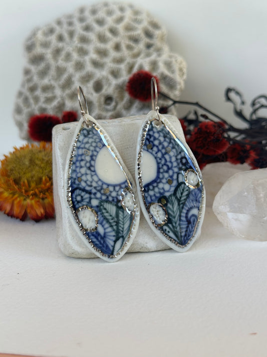 Hand Painted Porcelain ‘Seafoam’ Earrings