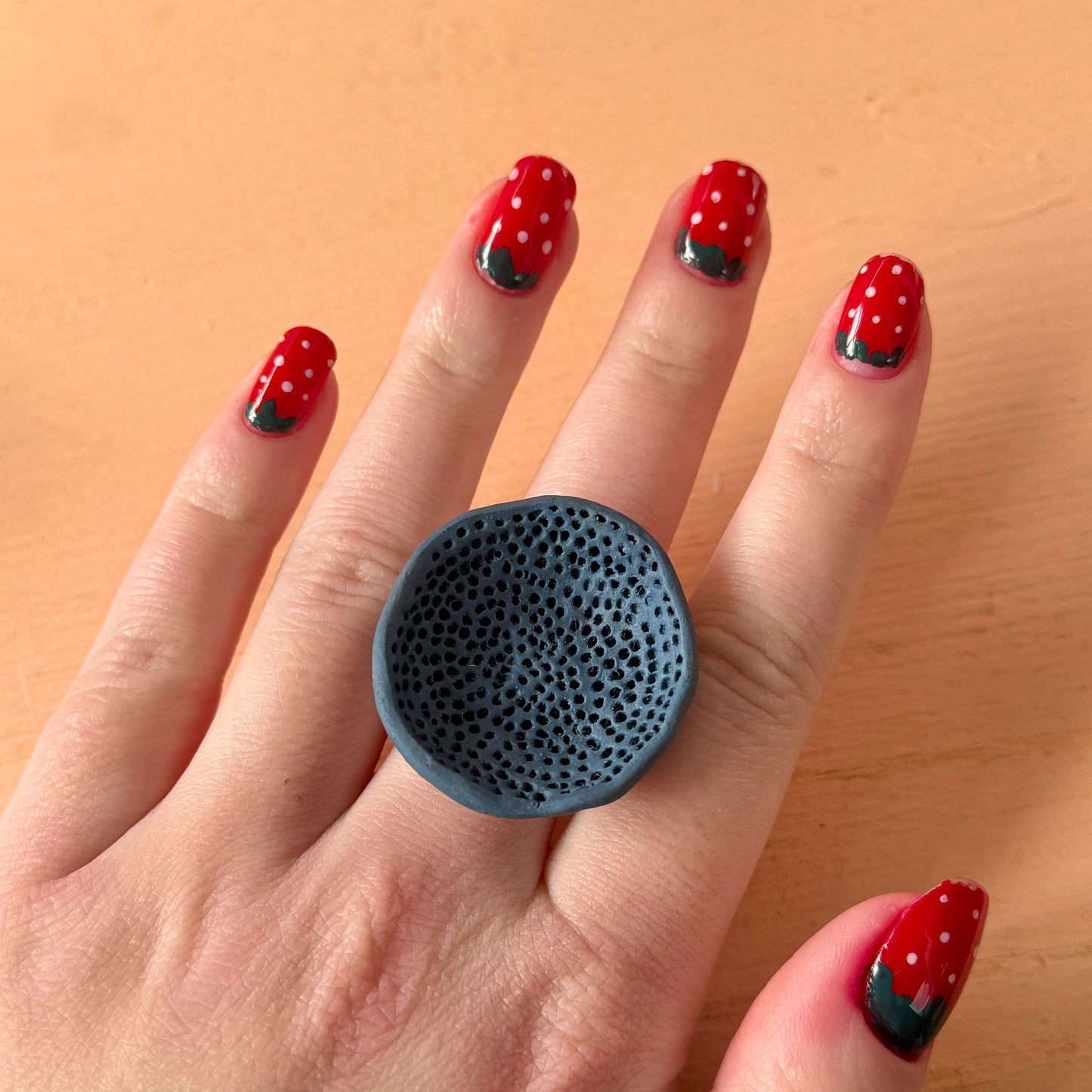 Hand Crafted Black Coral Ring size P1/2
