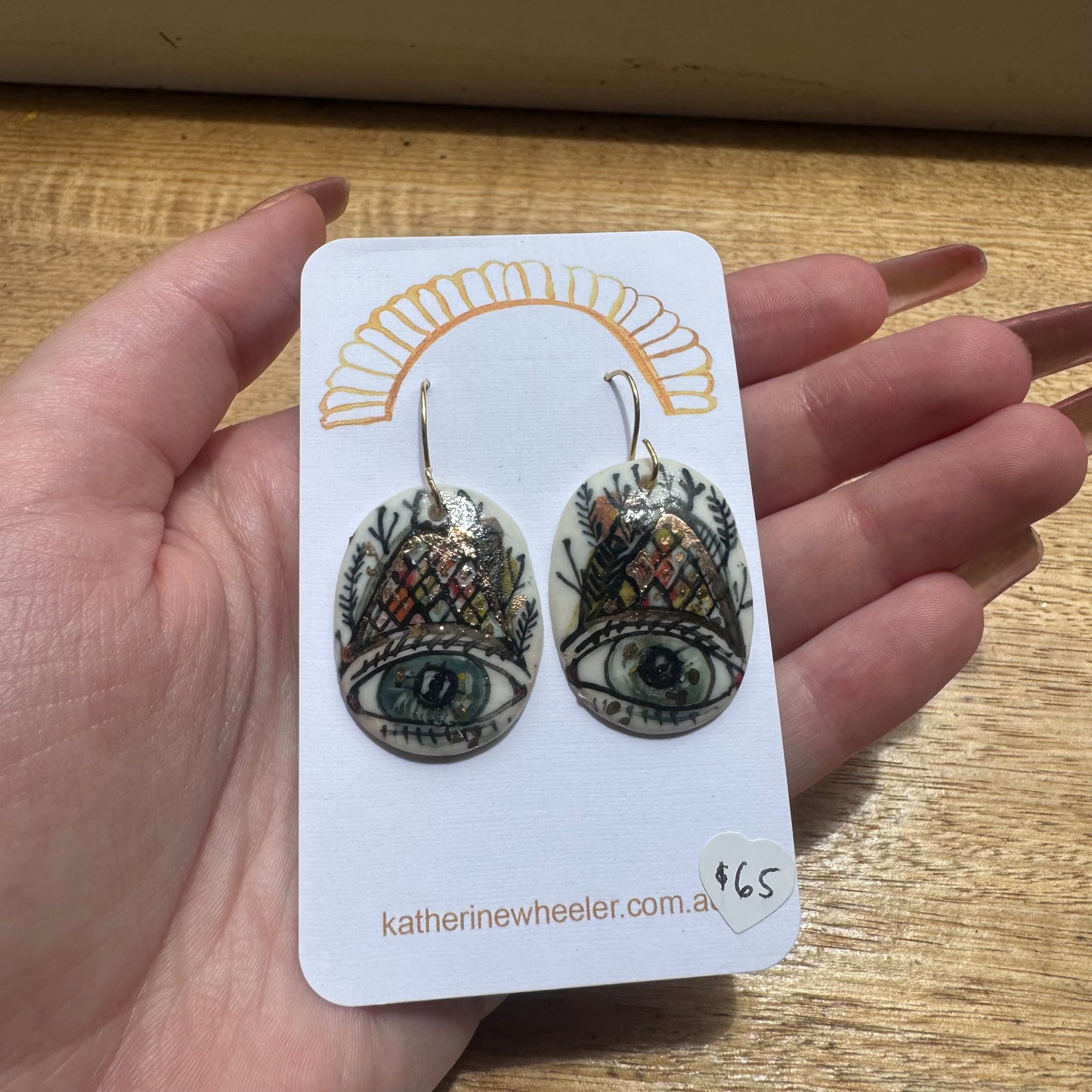 Hand Painted Porcelain Protective Eye Earrings