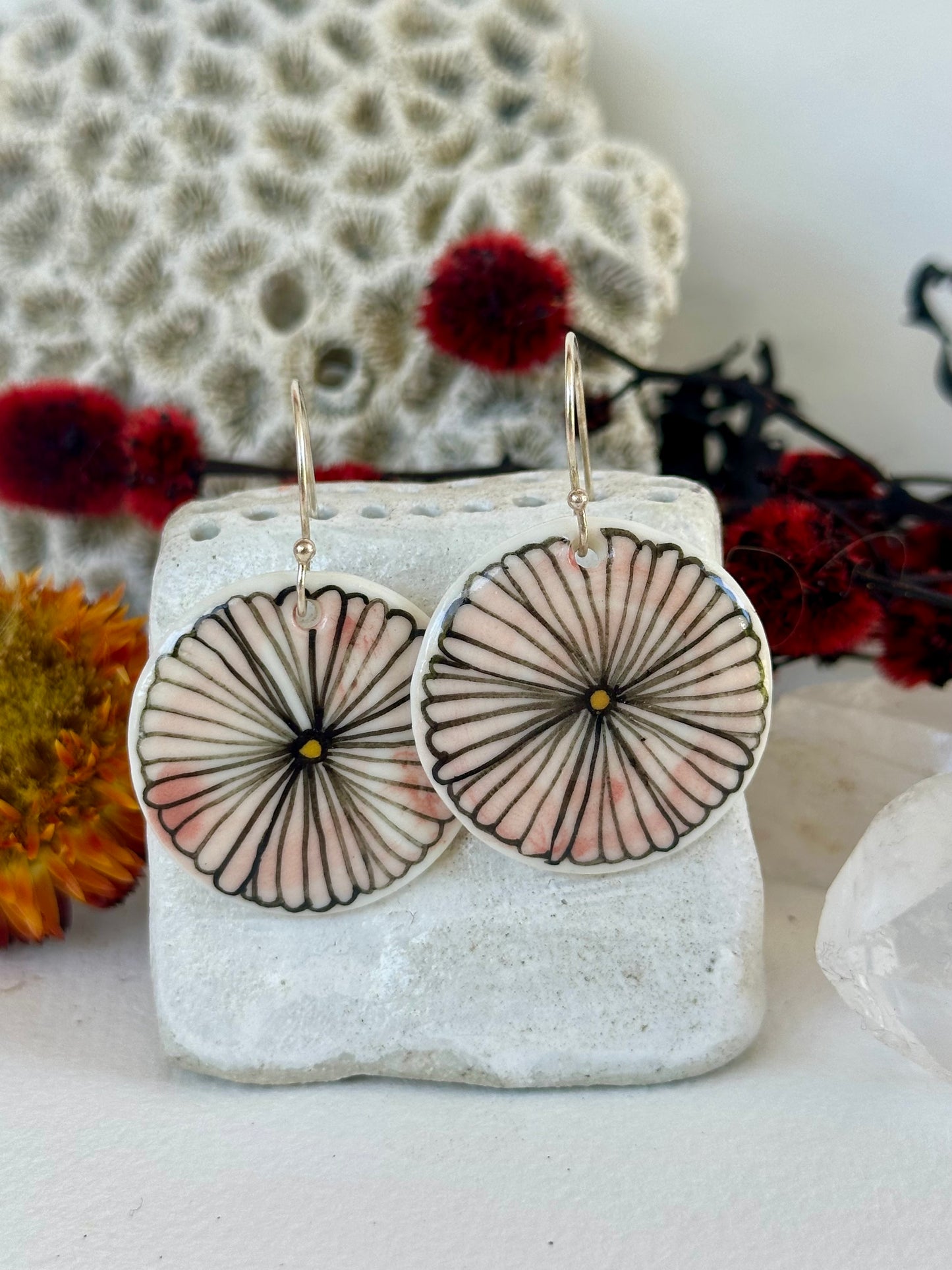 Hand Painted Porcelain ‘Daisy’ Earrings