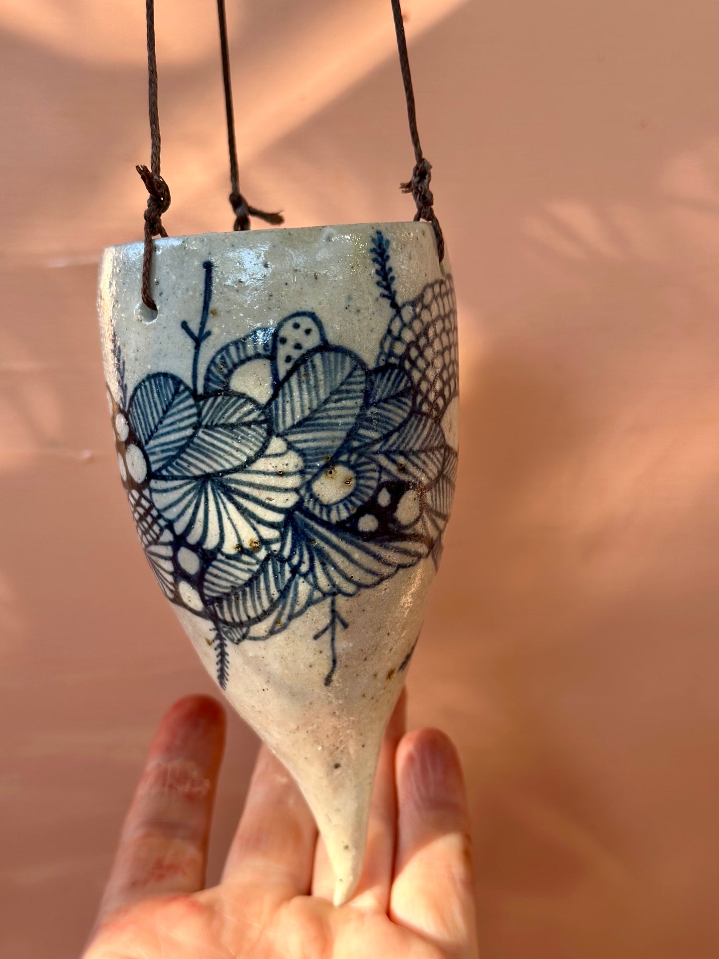 Hand painted ceramic hanging pod