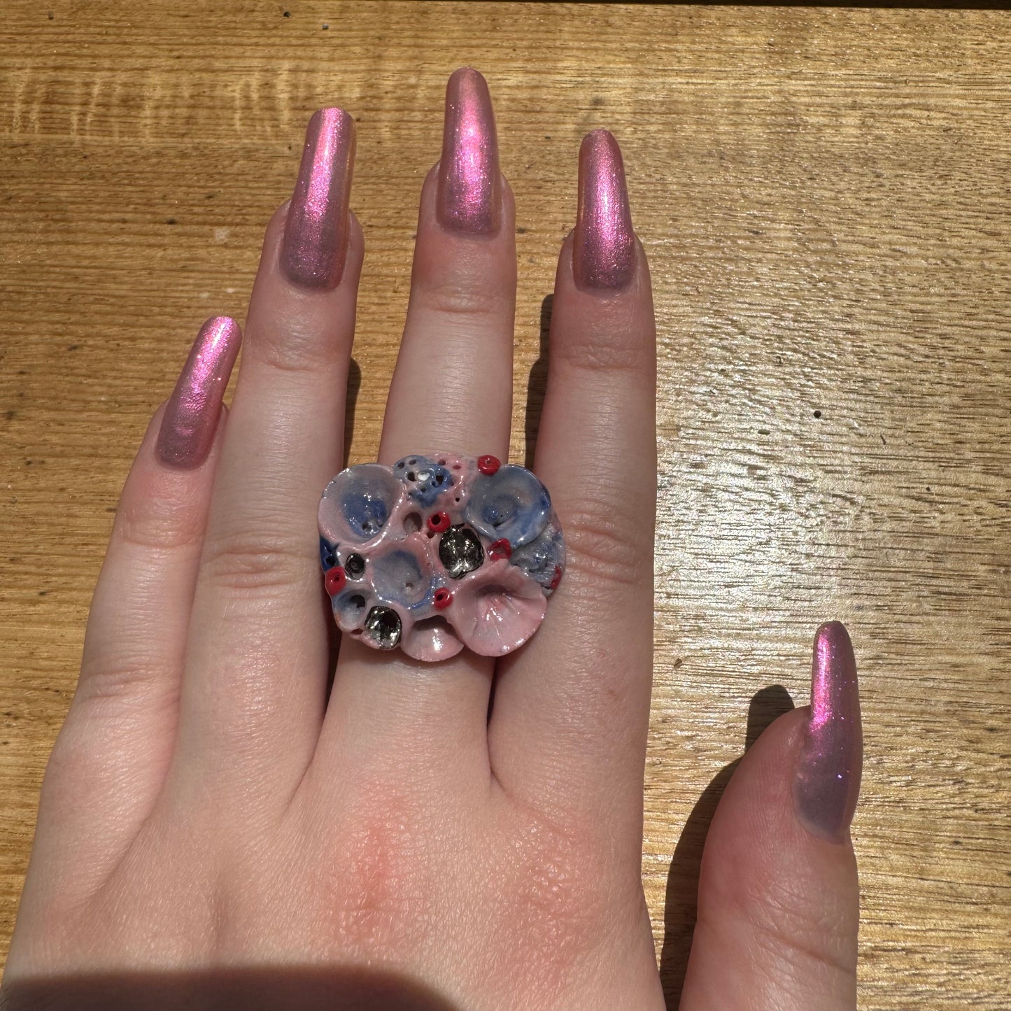 ‘Rock Coral’ Porcelain Ring, Pinks