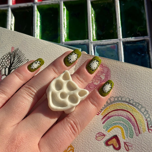 Cat Paint Palette Porcelain Ring size P