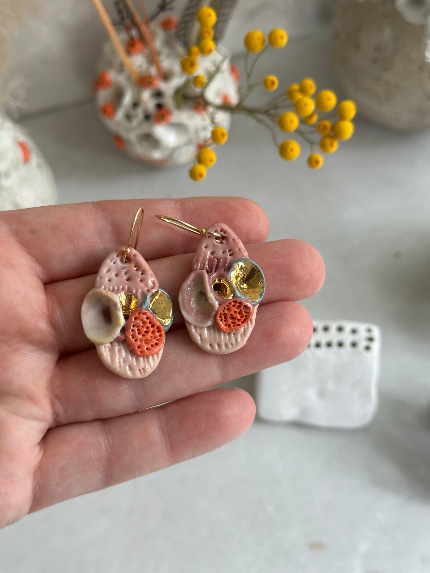 Hand made porcelain ‘rock coral’ Earrings