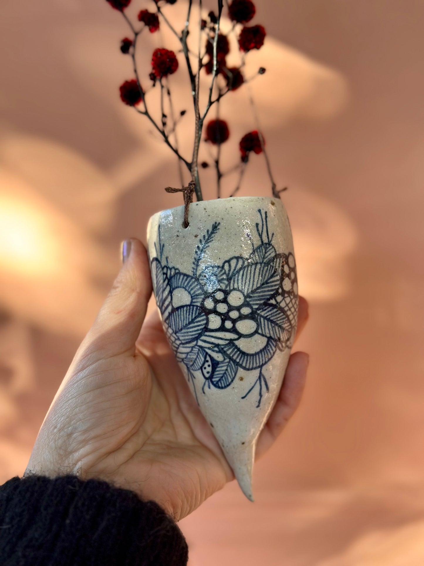 Hand painted ceramic hanging pod