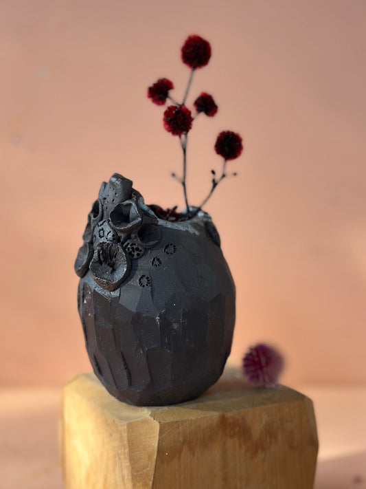 Black Coral Porcelain Vase