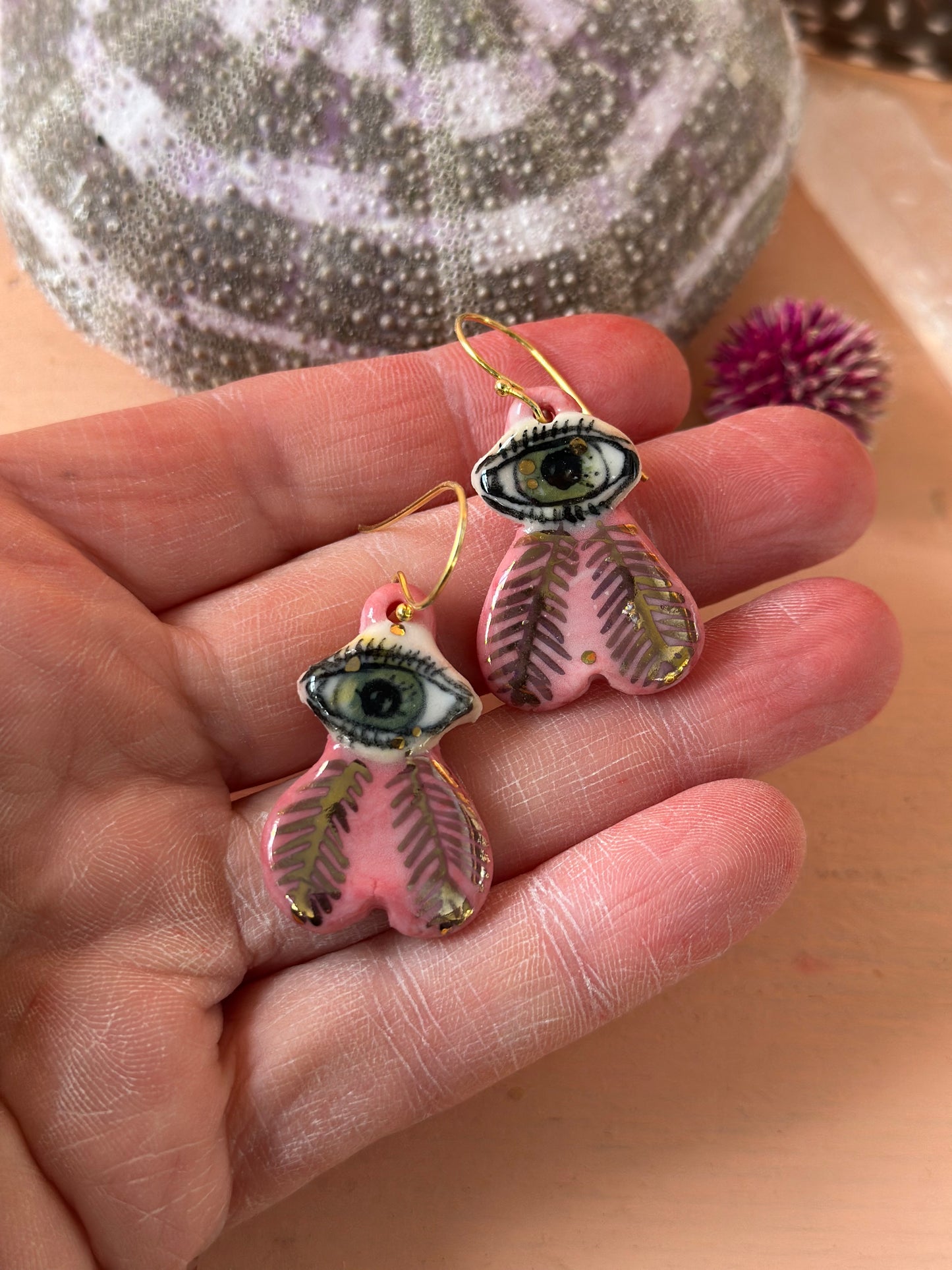 ‘The Protective Eye’ Porcelain Earrings With Platinum Detail