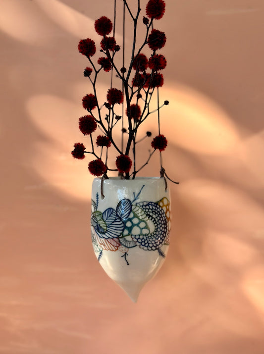 Hand painted porcelain hanging pod