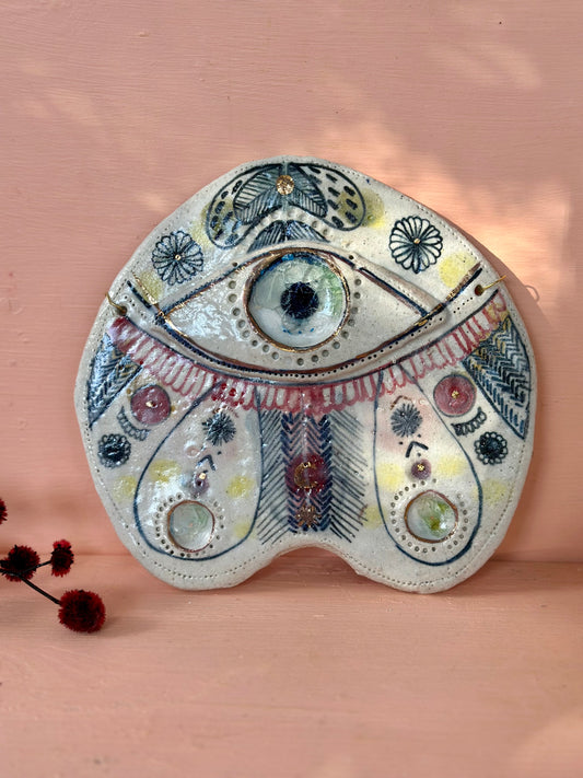 ‘Moth’ porcelain wall piece, with gold lustre detail