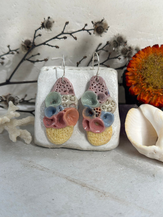‘Rock Coral’ pastel porcelain earrings 2