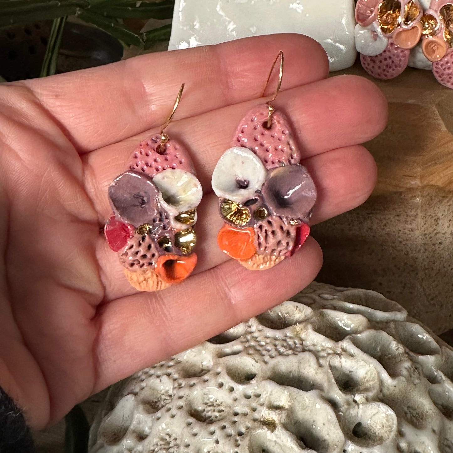 Hand made porcelain ‘rock coral’ Earrings