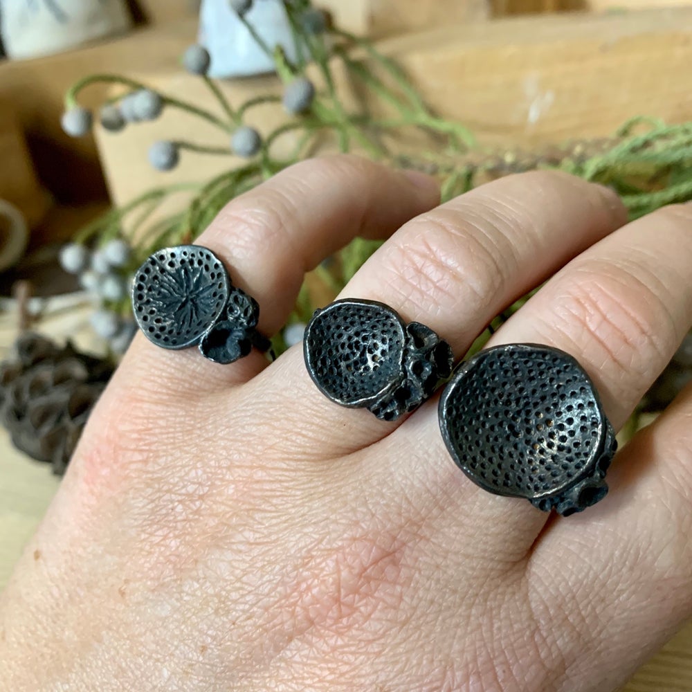 Oxidised sterling silver ‘rock Coral’ ring