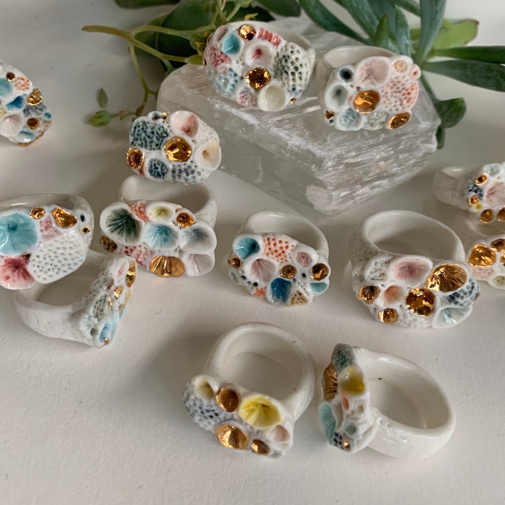 Choose a size, one watercolour porcelain ‘rock coral’ ring