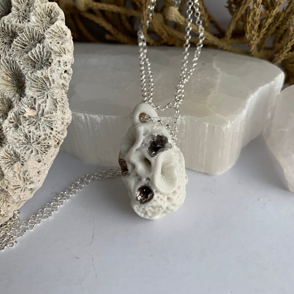 ‘Rock coral’ pod shaped pendant on sterling silver chain