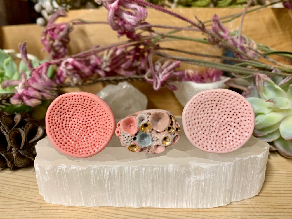 Handmade porcelain ‘rock coral’ ring, pinks